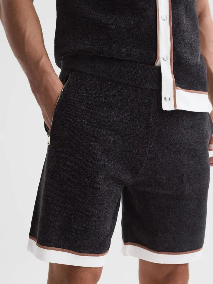 Reiss Shorts Fielder Relaxed Fit Elasticated Chenille Shorts Black 8211 Men