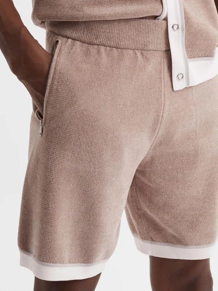Reiss Shorts Fielder Relaxed Fit Elasticated Chenille Shorts Champagne 8211 Men