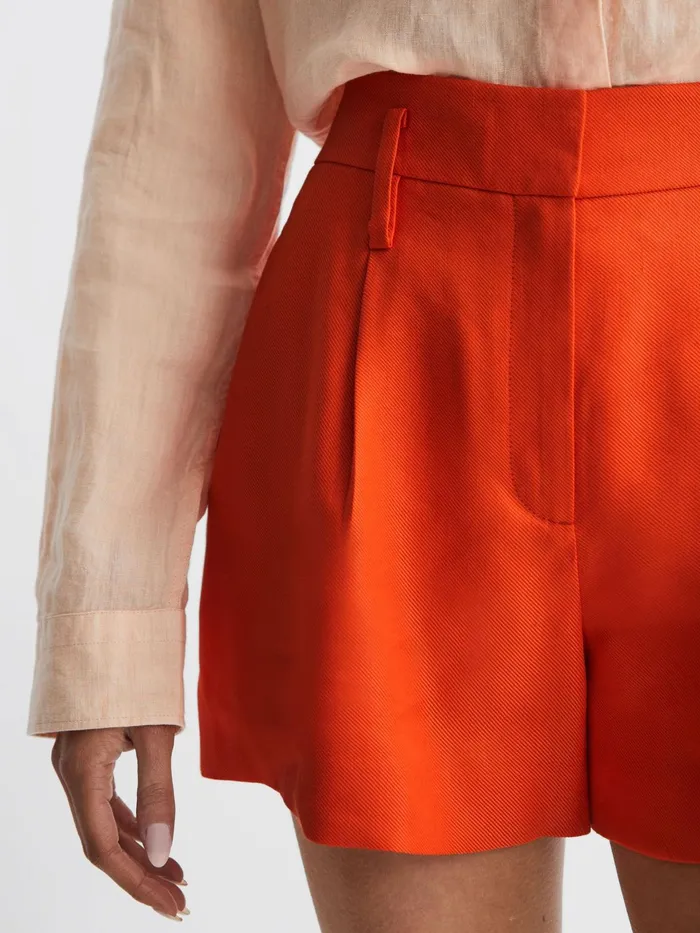 Reiss Shorts Hollie Linen Pleat Front Shorts Orange 8211 Women