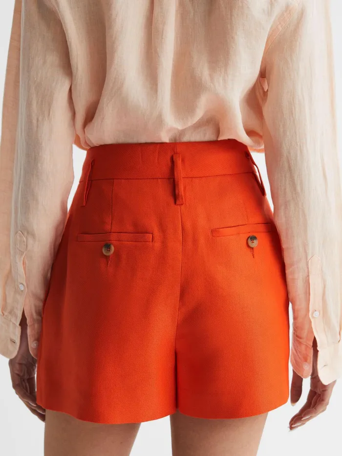 Reiss Shorts Hollie Linen Pleat Front Shorts Orange 8211 Women
