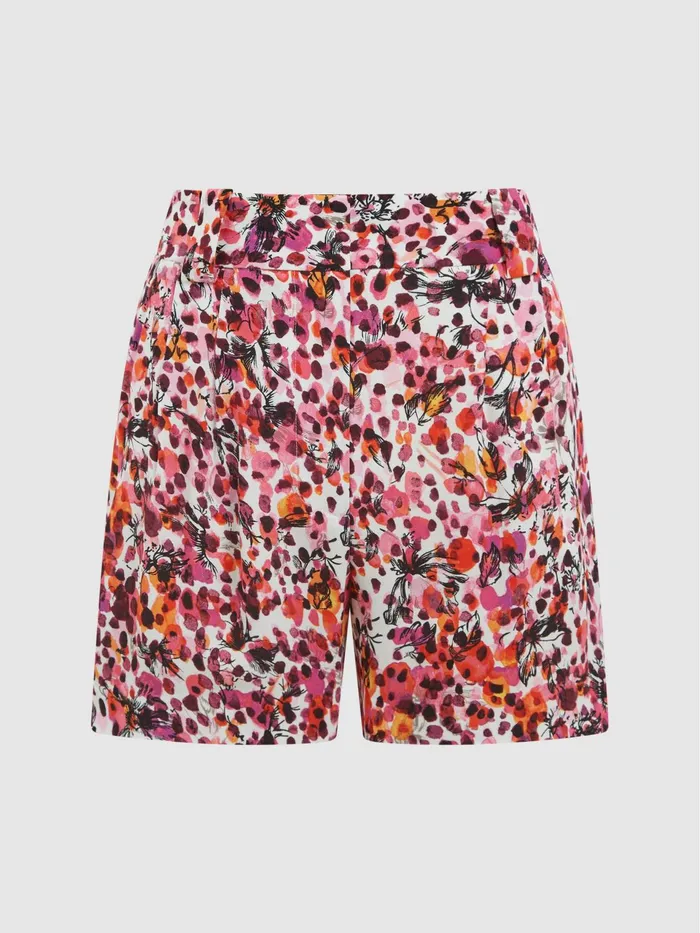 Reiss Shorts Lara Mid Rise Printed Shorts Pink 8211 Women