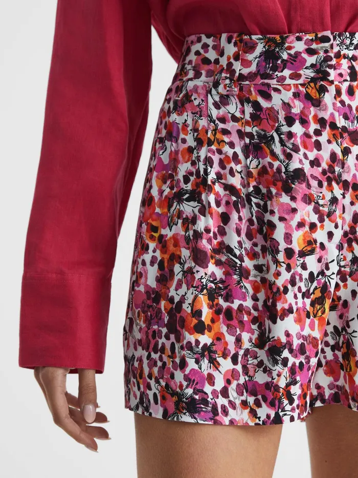 Reiss Shorts Lara Mid Rise Printed Shorts Pink 8211 Women