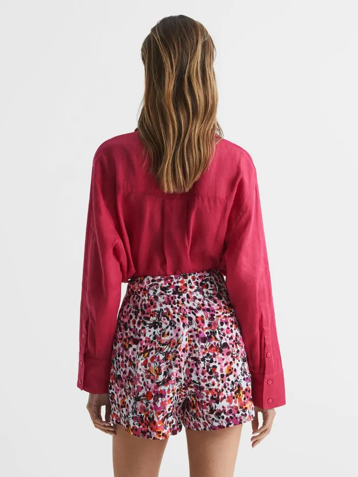Reiss Shorts Lara Mid Rise Printed Shorts Pink 8211 Women