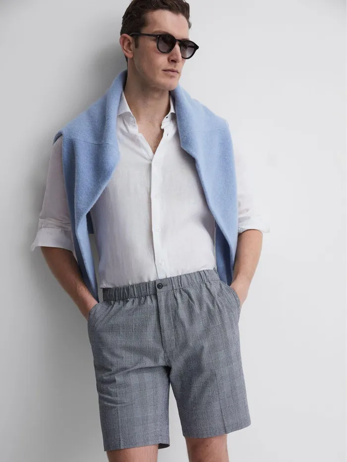 Reiss Shorts Nassau Prince Of Wales Check Elasticated Shorts Blue 8211 Men