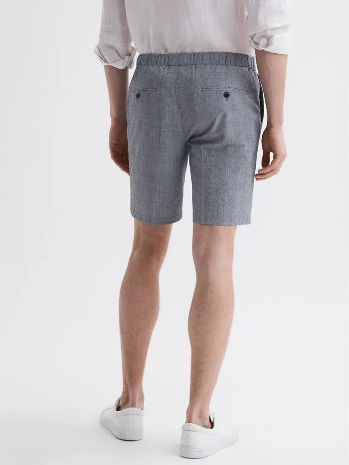 Reiss Shorts Nassau Prince Of Wales Check Elasticated Shorts Blue 8211 Men