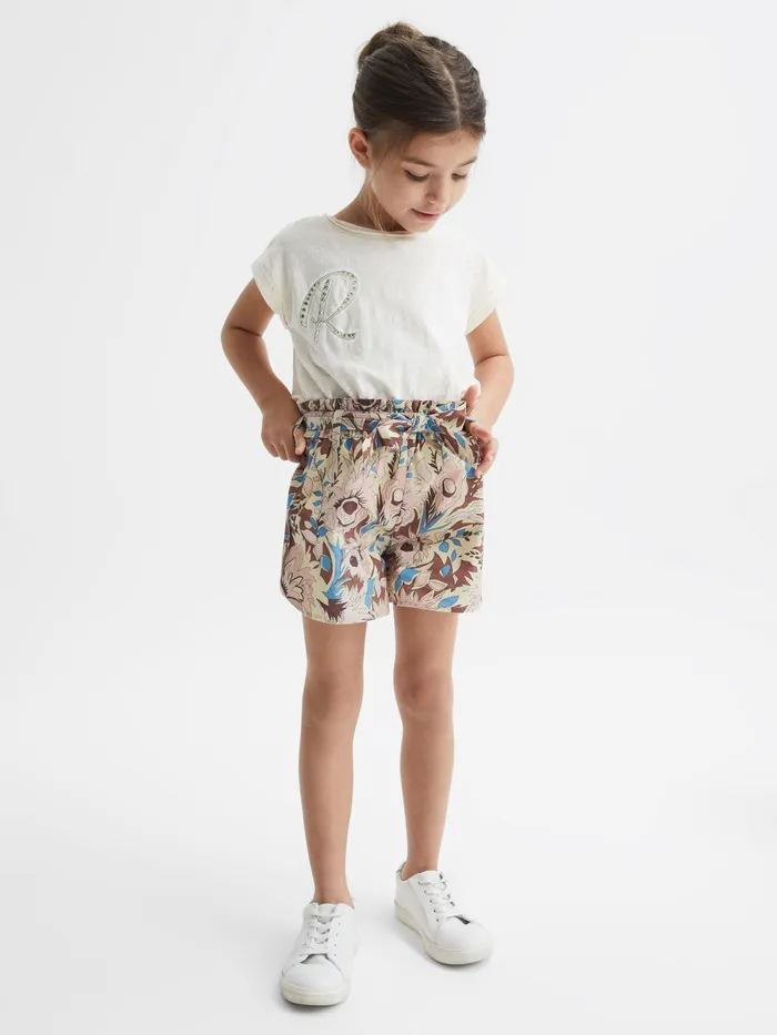 Reiss Shorts Noah Elasticated Waist Printed Shorts Lilac 8211 Children