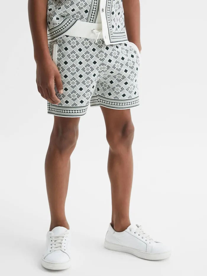 Reiss Shorts Teaser Abstract Printed Drawstring Shorts Sage 8211 Children