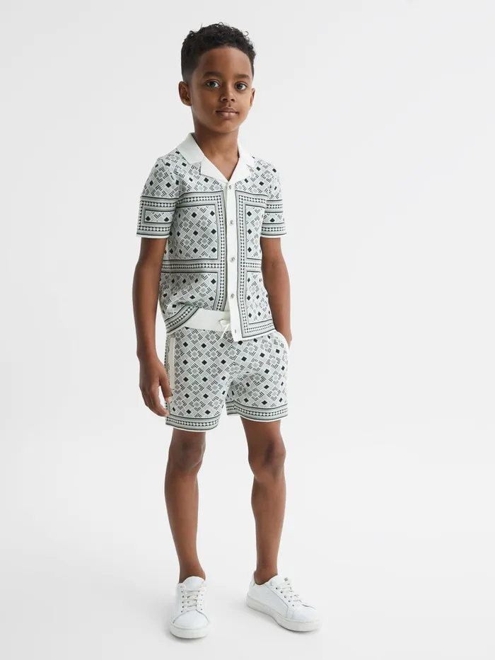 Reiss Shorts Teaser Abstract Printed Drawstring Shorts Sage 8211 Children