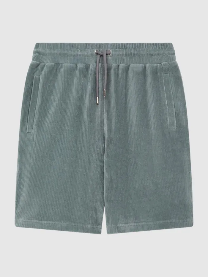 Reiss Shorts Tortuga Ribbed Velour Drawstring Shorts Sage 8211 Men