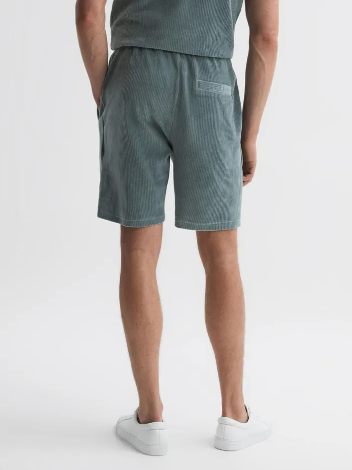 Reiss Shorts Tortuga Ribbed Velour Drawstring Shorts Sage 8211 Men