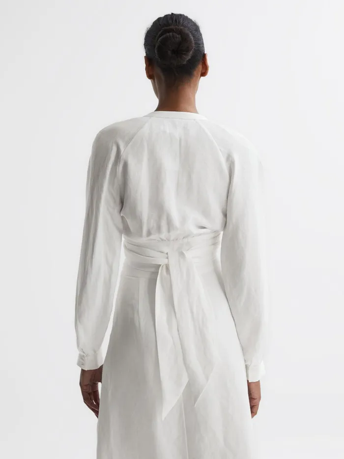 Reiss Skirts Axelle Linen High Rise Skirt White 8211 Women