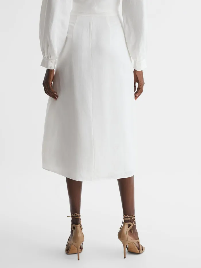 Reiss Skirts Axelle Linen High Rise Skirt White 8211 Women