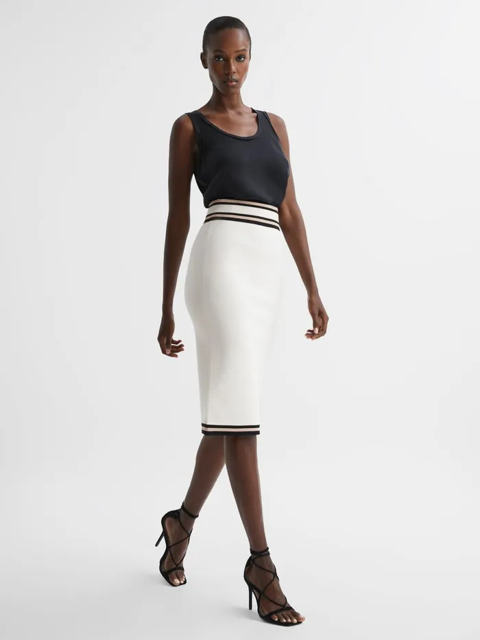 Reiss Skirts Darla Knitted Colourblock Skirt Whitepink 8211 Women
