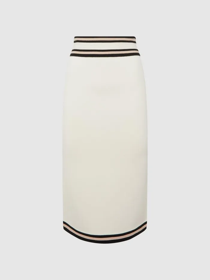 Reiss Skirts Darla Knitted Colourblock Skirt Whitepink 8211 Women