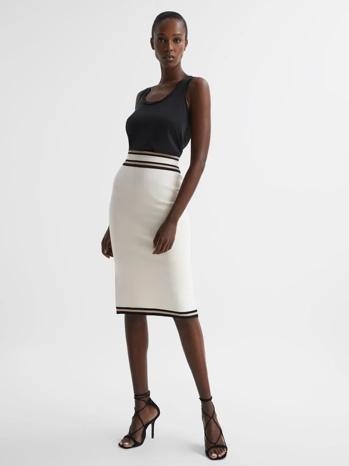 Reiss Skirts Darla Knitted Colourblock Skirt Whitepink 8211 Women
