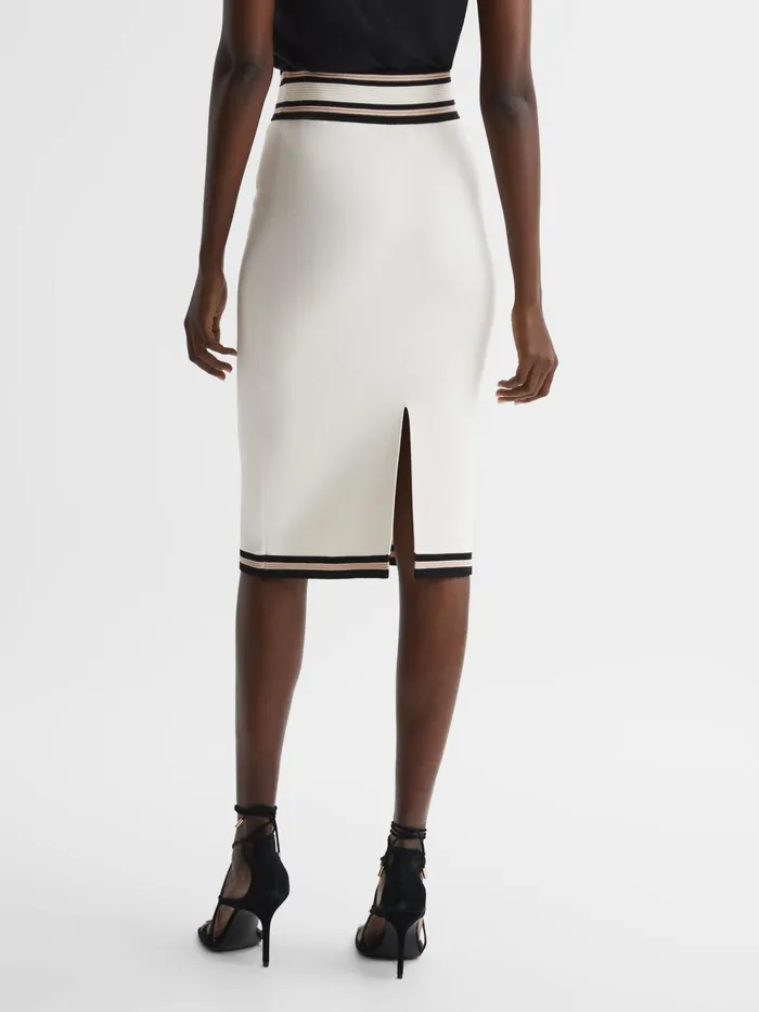 Reiss Skirts Darla Knitted Colourblock Skirt Whitepink 8211 Women