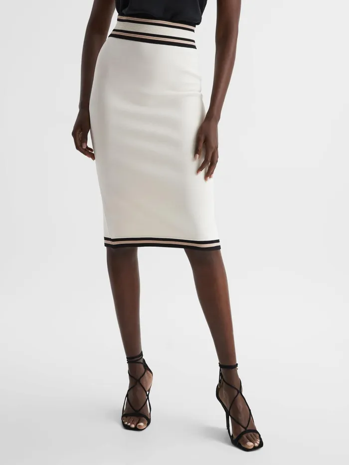 Reiss Skirts Darla Knitted Colourblock Skirt Whitepink 8211 Women