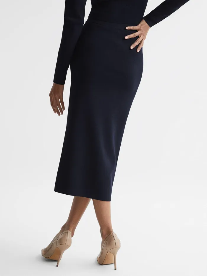 Reiss Skirts Erin Knitted Co Ord Midi Skirt Dark Navy 8211 Women