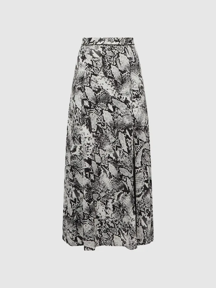 Reiss Skirts Katia Printed Slip Midi Skirt Black 8211 Women