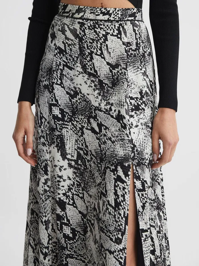 Reiss Skirts Katia Printed Slip Midi Skirt Black 8211 Women