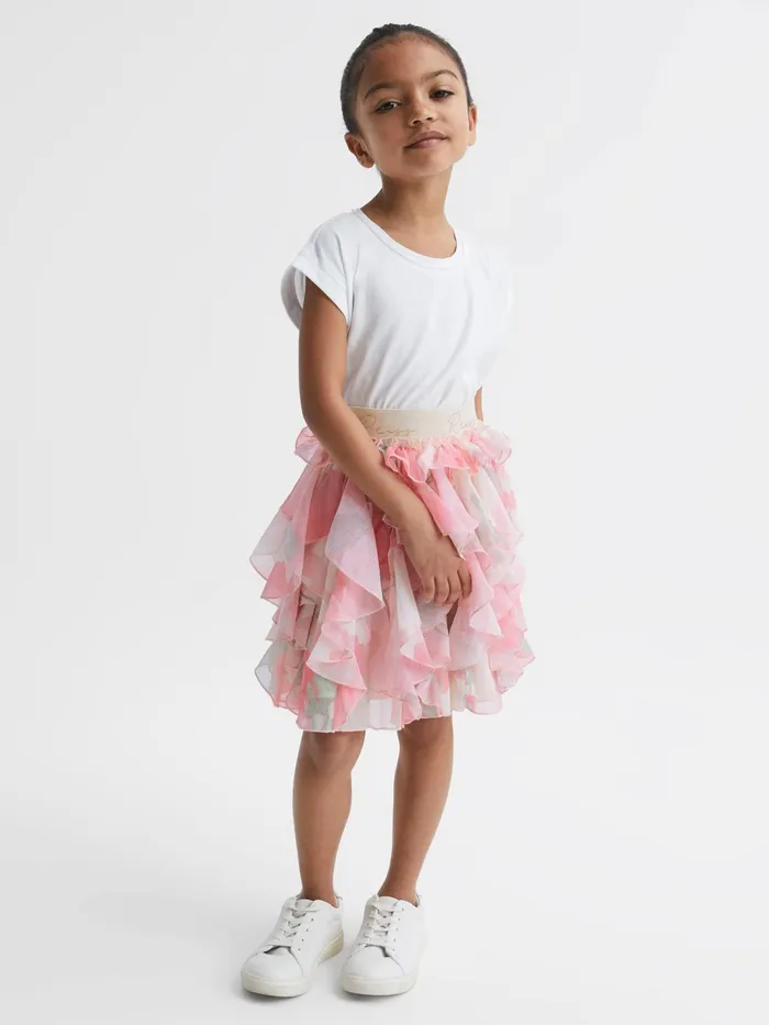 Reiss Skirts Lola Ruffle Tulle Skirt Pink Print 8211 Children
