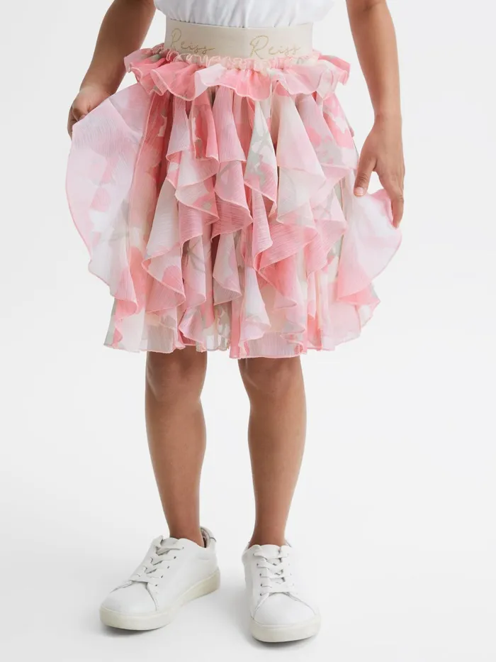 Reiss Skirts Lola Ruffle Tulle Skirt Pink Print 8211 Children