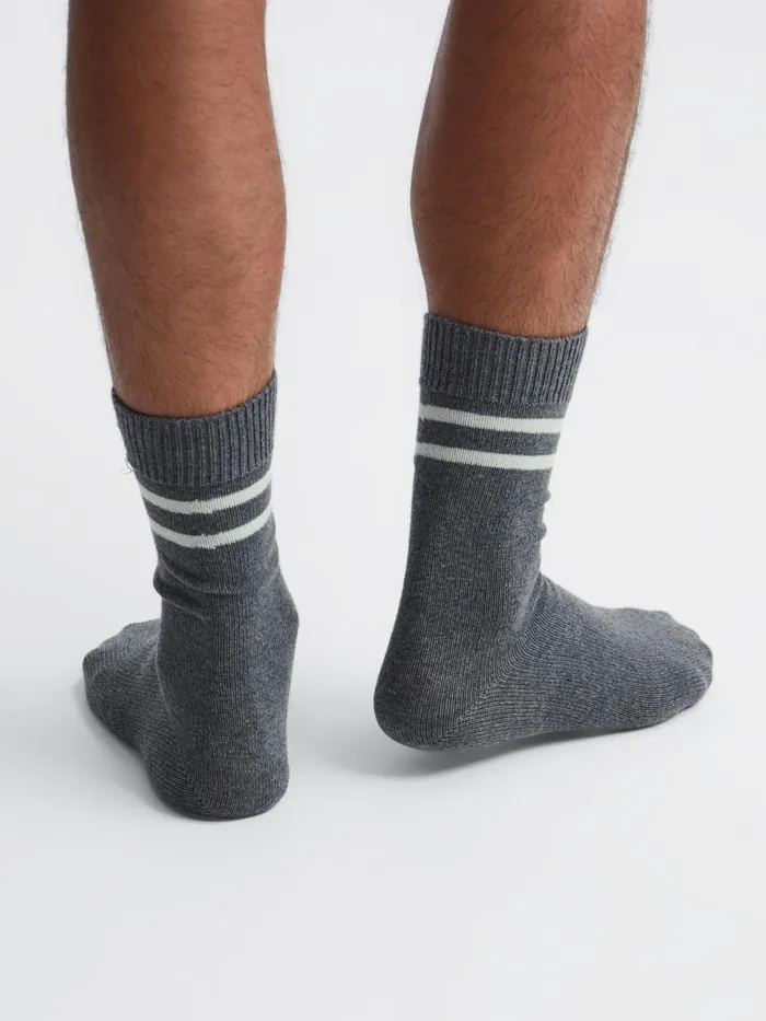 Reiss Socks and Underwear Alcott Sporty Wool Blend Socks Grey Melange 8211 Men