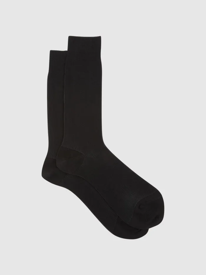 Reiss Socks and Underwear Cory Two Tone Cotton Socks Black 8211 Men