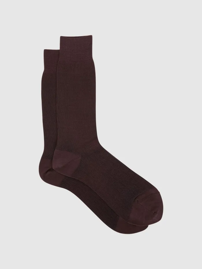Reiss Socks and Underwear Cory Two Tone Cotton Socks Bordeaux 8211 Men