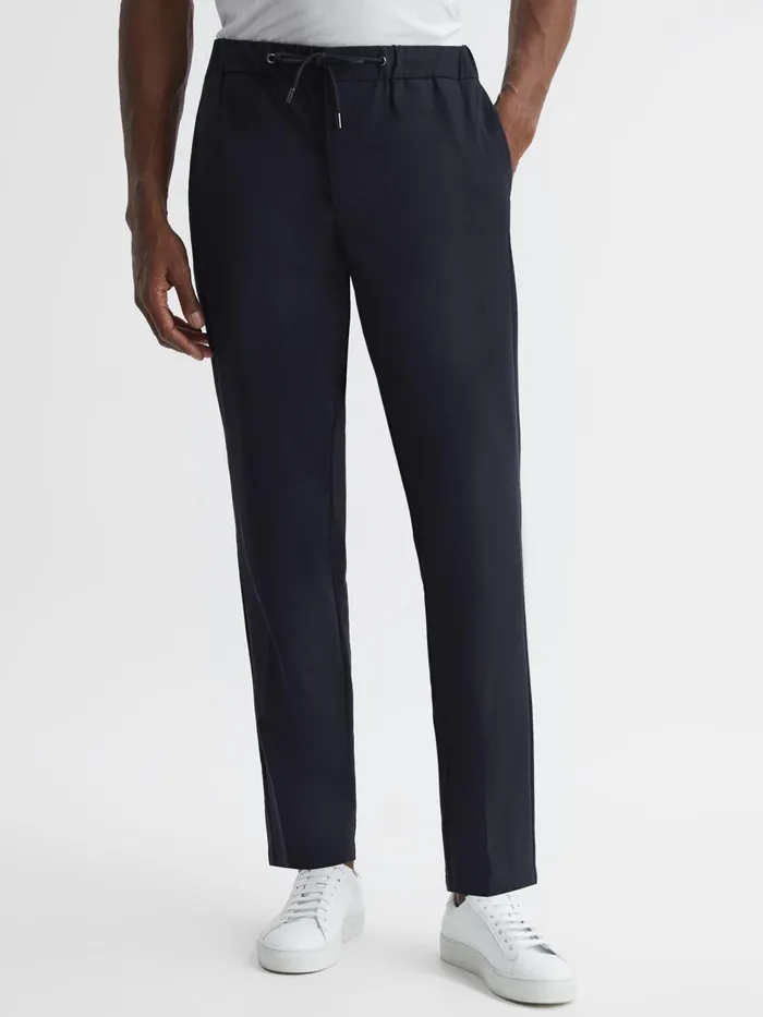 Reiss Suits and Tailoring Flip Slim Fit Drawstring Waistband Trousers Navy 8211 Men Reiss Suits and Tailoring Flip Slim Fit Drawstring Waistband Trousers Navy 8211 Men