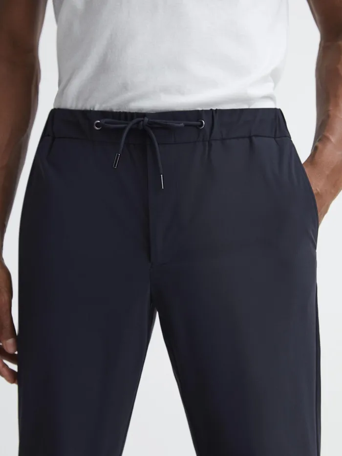 Reiss Suits and Tailoring Flip Slim Fit Drawstring Waistband Trousers Navy 8211 Men