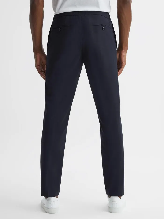 Reiss Suits and Tailoring Flip Slim Fit Drawstring Waistband Trousers Navy 8211 Men