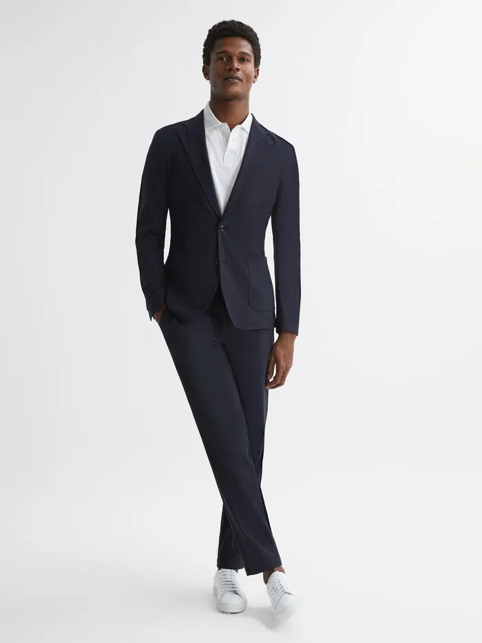 Reiss Suits and Tailoring Flip Slim Fit Drawstring Waistband Trousers Navy 8211 Men