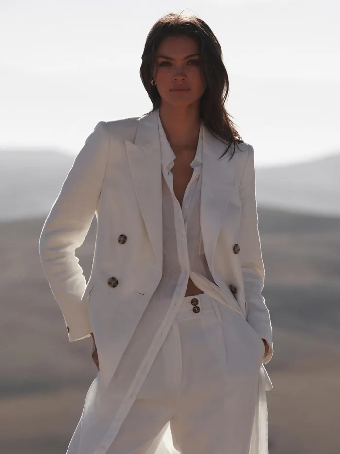 Reiss Suits and Tailoring Hollie Double Breasted Linen Blazer White 8211 Women Reiss Suits and Tailoring Hollie Double Breasted Linen Blazer White 8211 Women