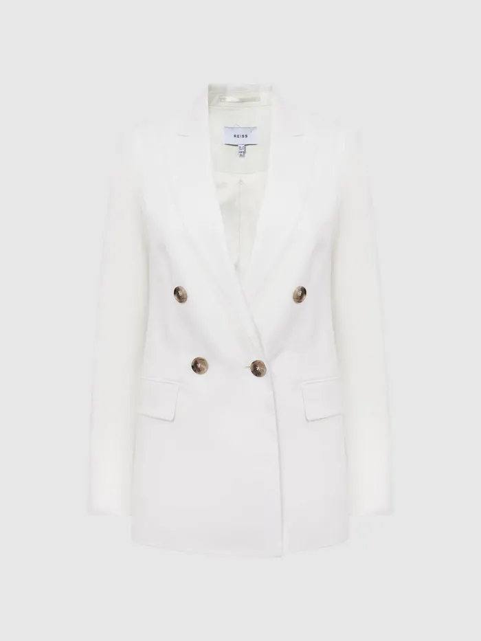 Reiss Suits and Tailoring Hollie Double Breasted Linen Blazer White 8211 Women