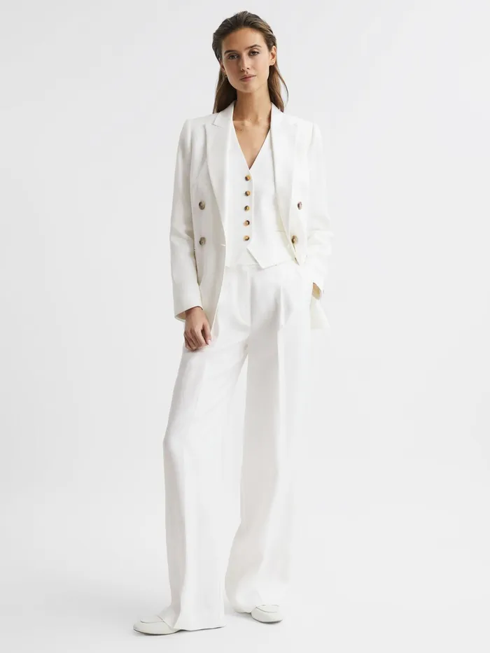 Reiss Suits and Tailoring Hollie Double Breasted Linen Blazer White 8211 Women