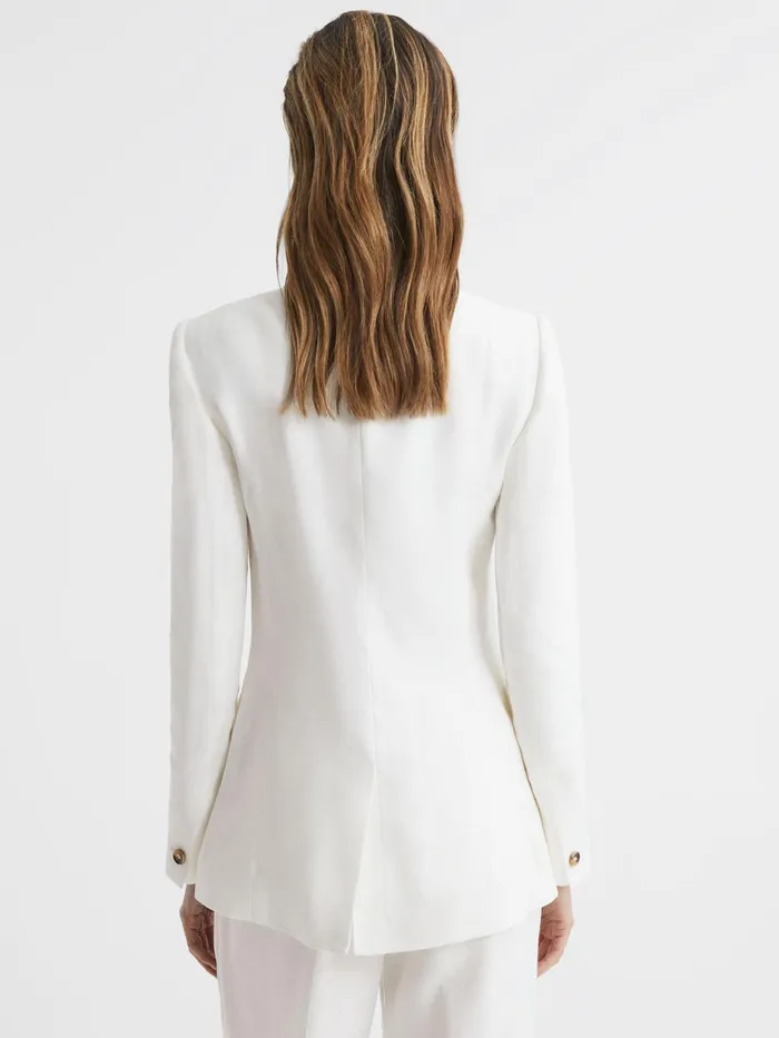 Reiss Suits and Tailoring Hollie Double Breasted Linen Blazer White 8211 Women