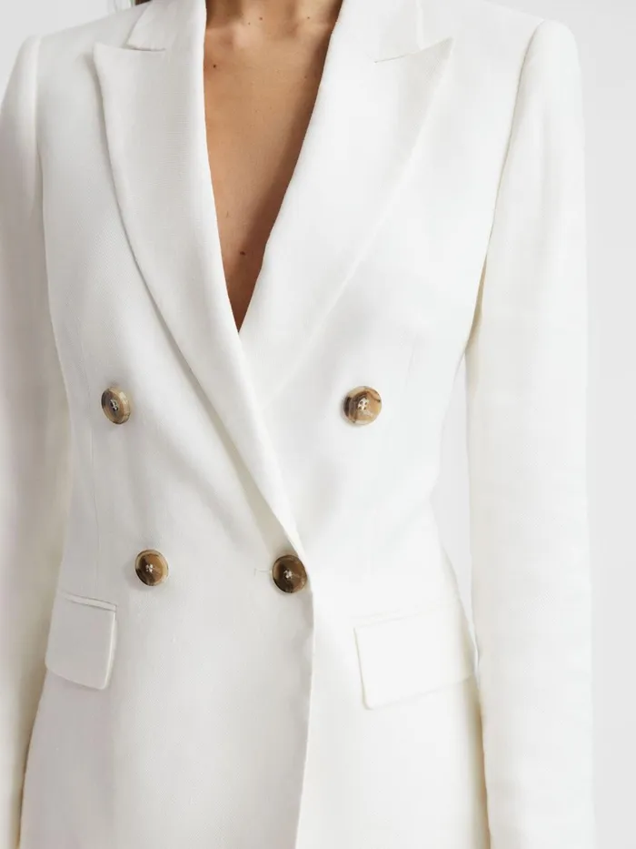 Reiss Suits and Tailoring Hollie Double Breasted Linen Blazer White 8211 Women