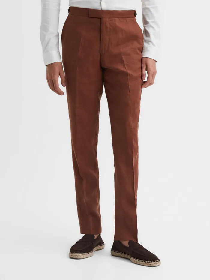 Reiss Suits and Tailoring Kin Linen Formal Trousers Airforce Blue 8211 Men