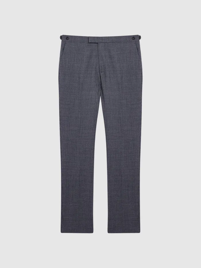 Reiss Suits and Tailoring Leadenhall Slim Fit Dogtooth Trousers Navy 8211 Men