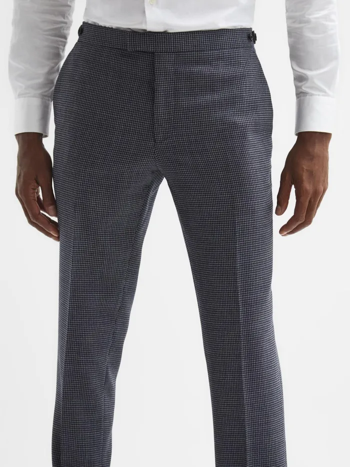Reiss Suits and Tailoring Leadenhall Slim Fit Dogtooth Trousers Navy 8211 Men