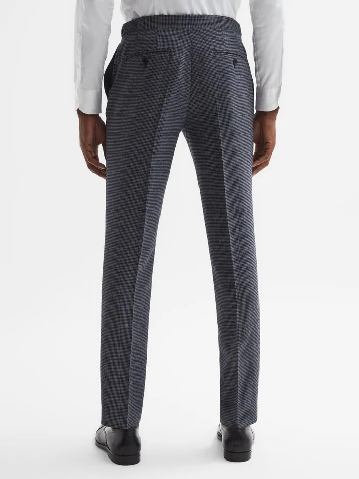 Reiss Suits and Tailoring Leadenhall Slim Fit Dogtooth Trousers Navy 8211 Men