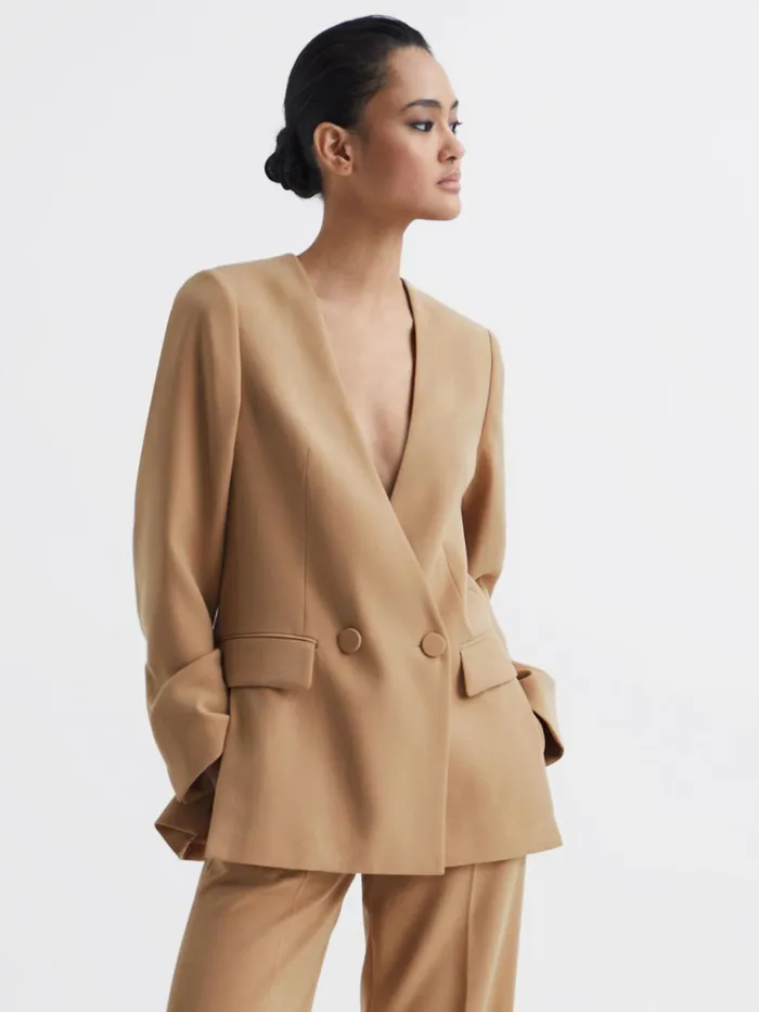 Reiss Suits and Tailoring Margeaux Collarless DoubleBreasted Blazer Black 8211 Women Reiss Suits and Tailoring Margeaux Collarless DoubleBreasted Blazer Black 8211 Women