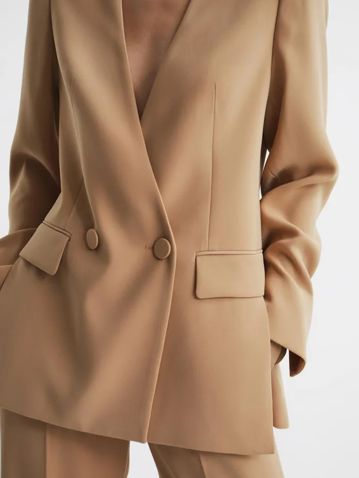 Reiss Suits and Tailoring Margeaux Collarless DoubleBreasted Blazer Black 8211 Women