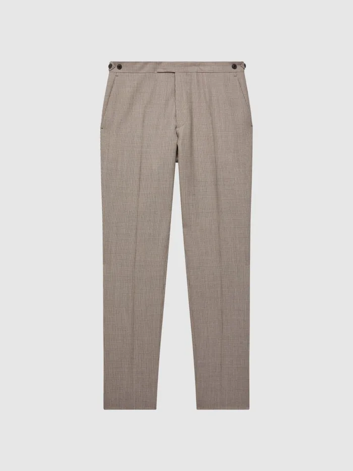 Reiss Suits and Tailoring Pew Slim Fit Wool Puppytooth Trousers Brown 8211 Men