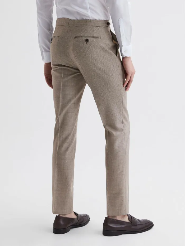 Reiss Suits and Tailoring Pew Slim Fit Wool Puppytooth Trousers Brown 8211 Men