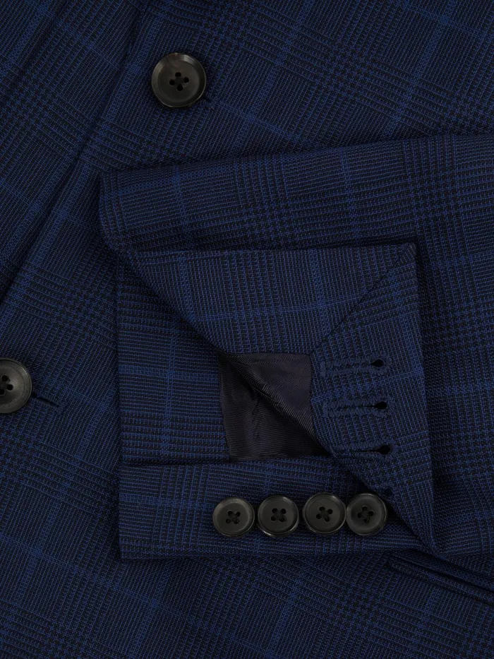 Reiss Suits and Tailoring Royce Slim Fit Wool Double Breasted Check Blazer Navy 8211 Men