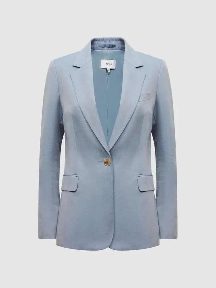 Reiss Suits and Tailoring Shae Single Breasted Tailored Blazer Pale Blue 8211 Women