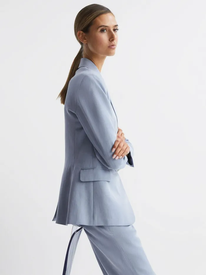 Reiss Suits and Tailoring Shae Single Breasted Tailored Blazer Pale Blue 8211 Women
