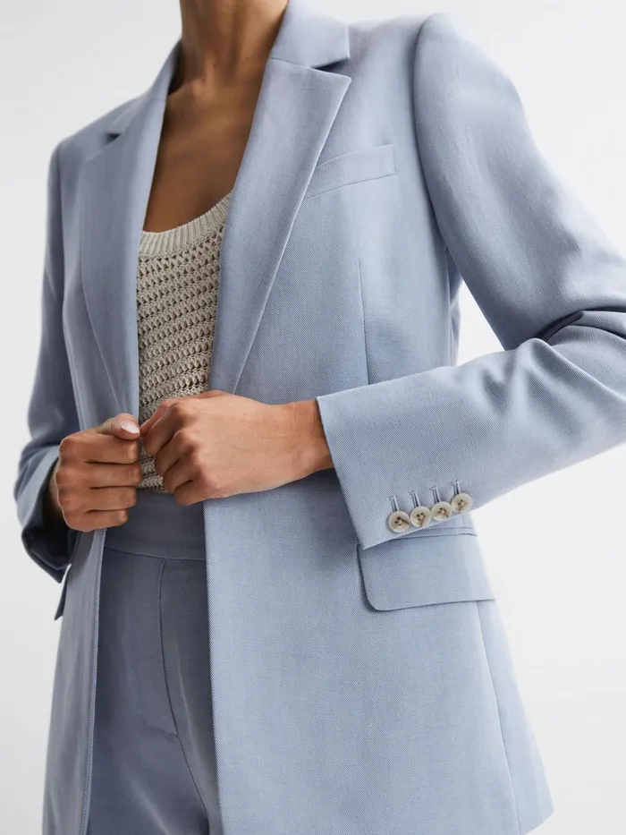 Reiss Suits and Tailoring Shae Single Breasted Tailored Blazer Pale Blue 8211 Women